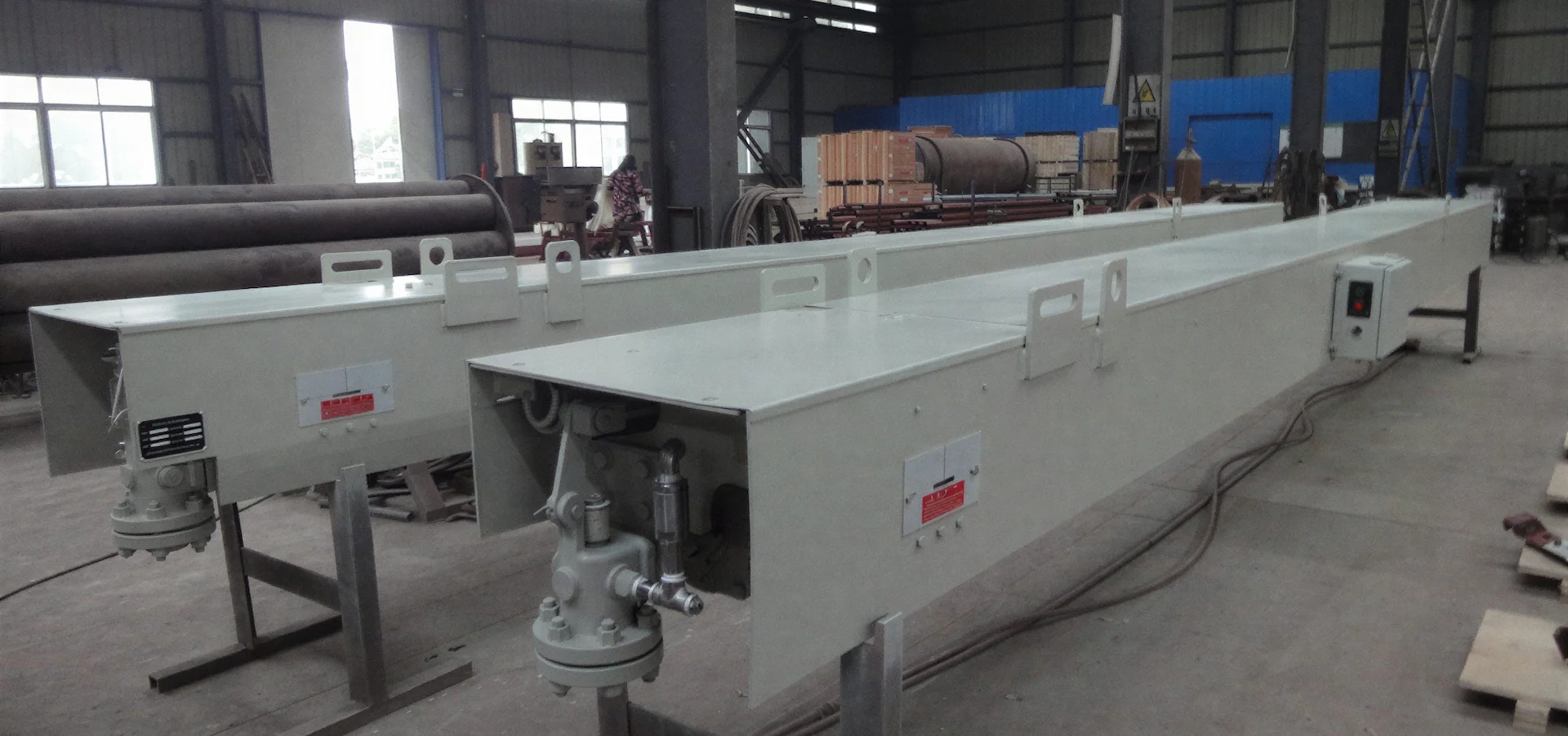 Retractable sootblower in Industrial Boilers America warehouse.