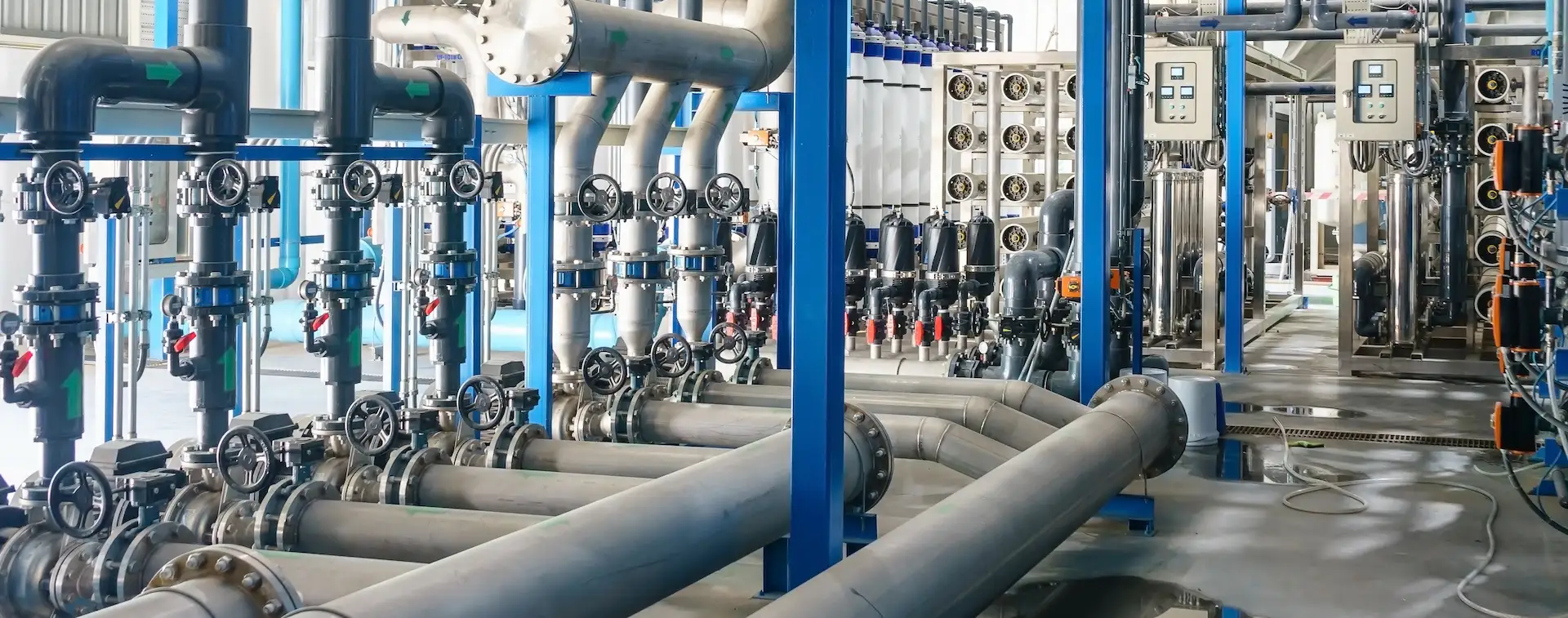 Industrial boiler system in a water treatment facility.